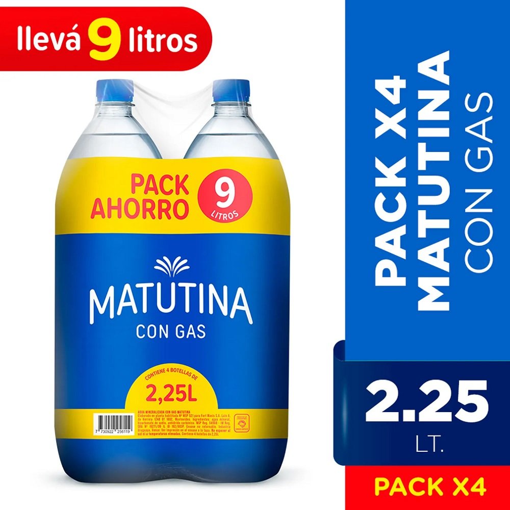Agua Matutina Con Gas 4Un 2.25Lt Pack