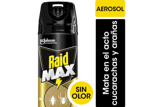 Insecticida RAID Mata Cucarachas y Arañas Sin Olor MAX en Aerosol 360cc