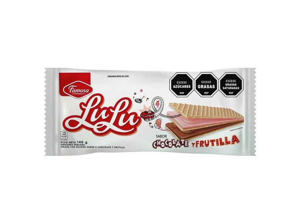 Galleta FAMOSA Waffle Lulu de Chocolate y Frutilla 140g