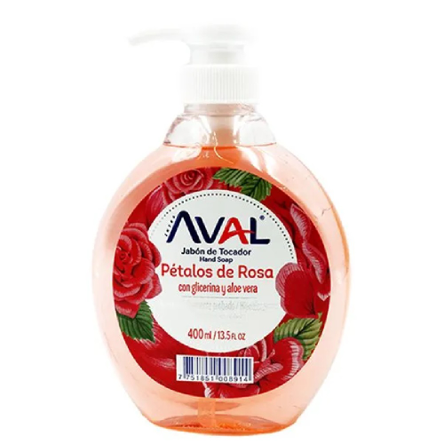 JABON DE TOCADOR LIQUIDO AVAL PETALOS DE ROSA CON BOMBA 400 ML