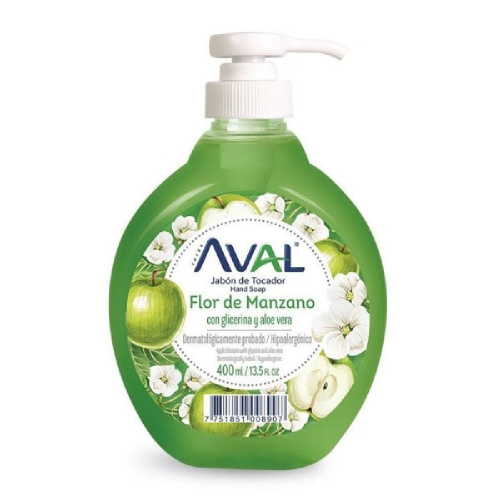 AVAL JABON TOCADOR LIQUIDO FLOR MANZANO PUMP 400 ML