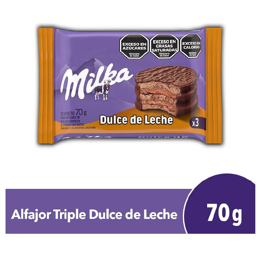 Alfajor Triple Dulce de Leche y Chocolate MILKA 70 gr