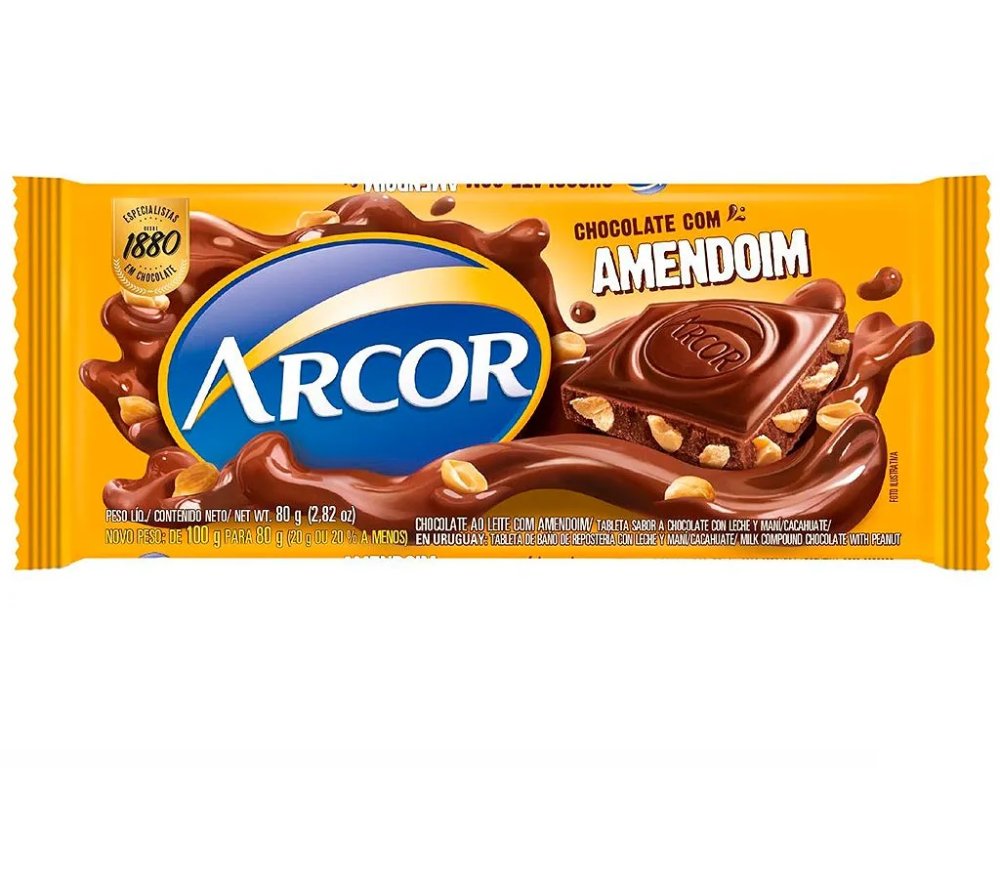 Chocolate Arcor Amendoim 80Gr