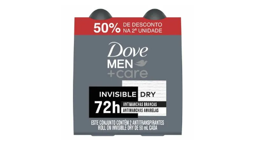 Desodorante Antitranspirante Roll-On Dove Men +Care Invisible Dry 2 Unidades de 50ml Cada Uno