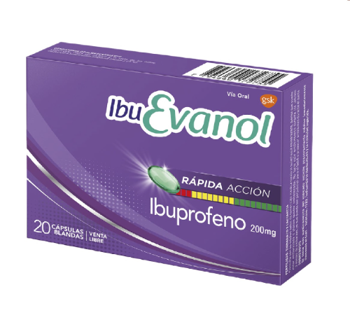 IbuEvanol 200 mg 20 Capsulas Blandas de Rapida Accion