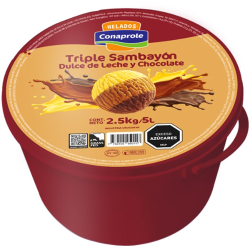 Helado Conaprole 5L Sambayón, Dulce de Leche y Chocolate