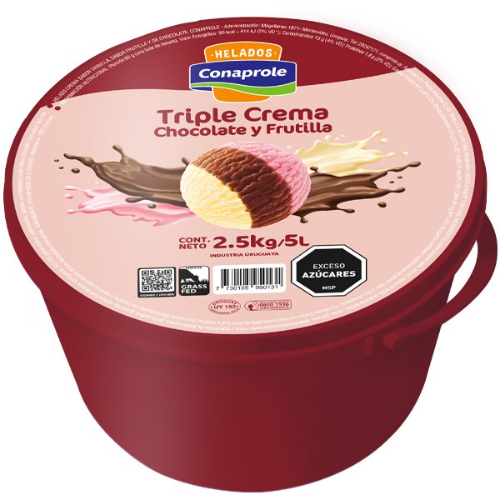 Helado Conaprole 5L Frutilla, Vainilla y Chocolate