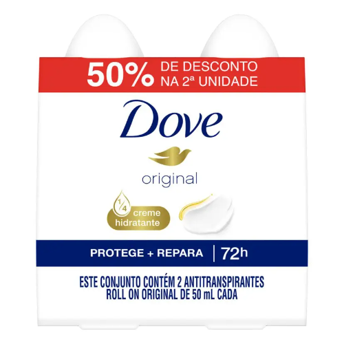Desodorante Antitranspirante Roll-On Dove Original 2 Unidades de 50ml