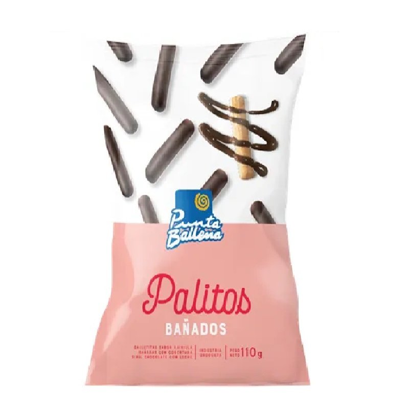 Barritas de galleta dulce Punta Ballena bañadas en chocolate y vainilla 110 g