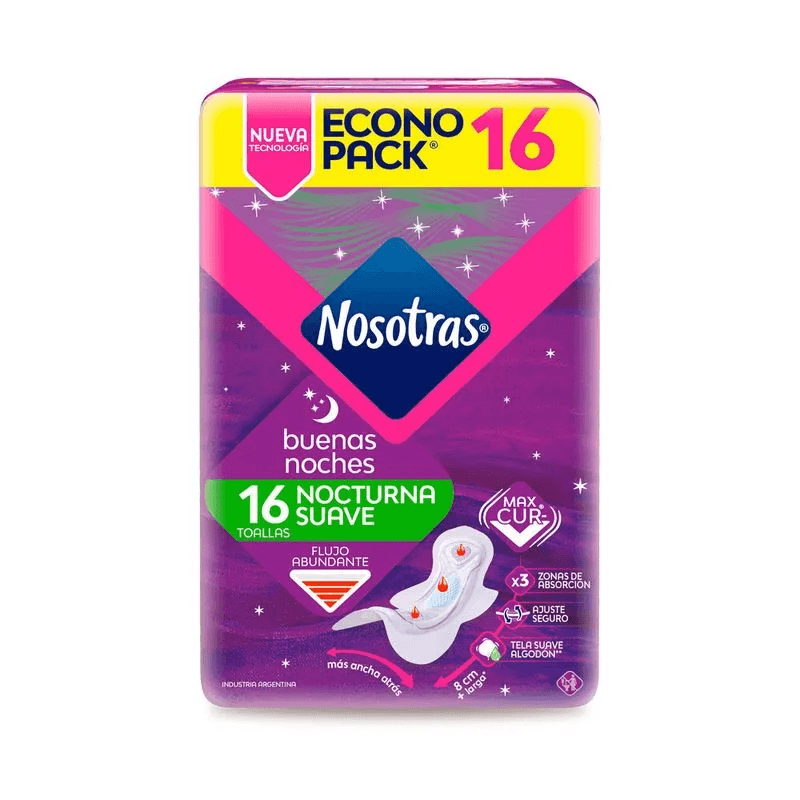 Nosotras Toallita Nocturna Suave X16