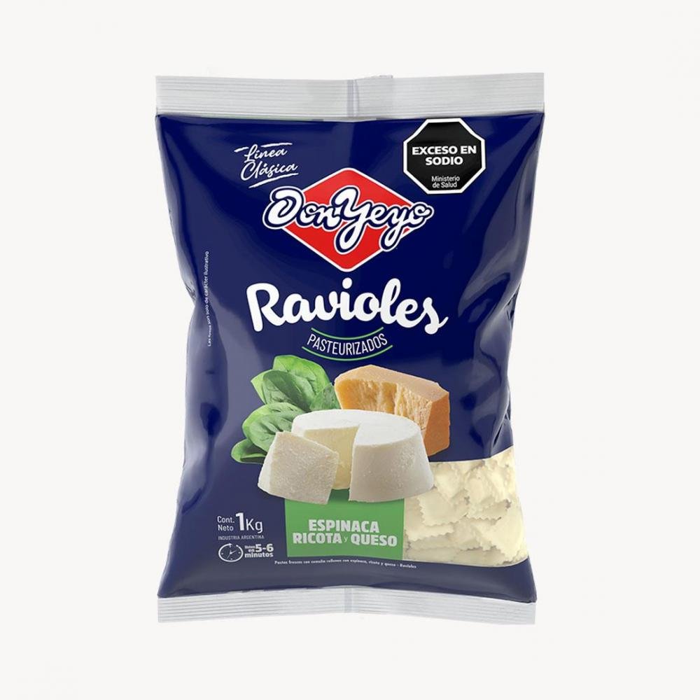 Ravioles Espinaca Ricota y Queso 1 Kg Don Yeyo