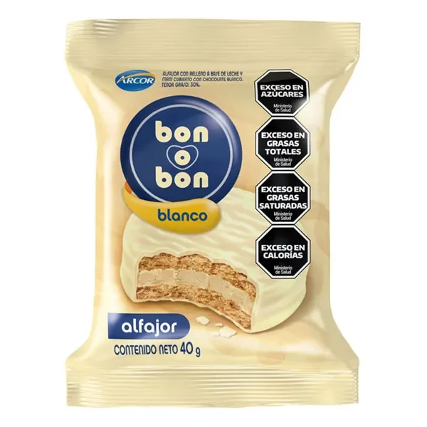 Alfajor Bon o Bon Blanco Simple x 40gr