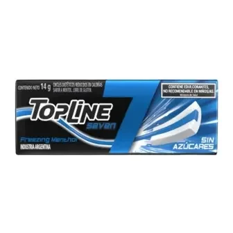 Chicles Topline Seven Freezing Menthol sabor Mentol x 14gr
