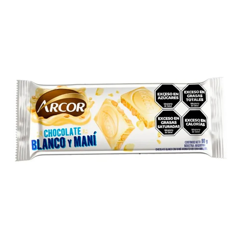 Chocolate Arcor Blanco Con Mani 80Gr