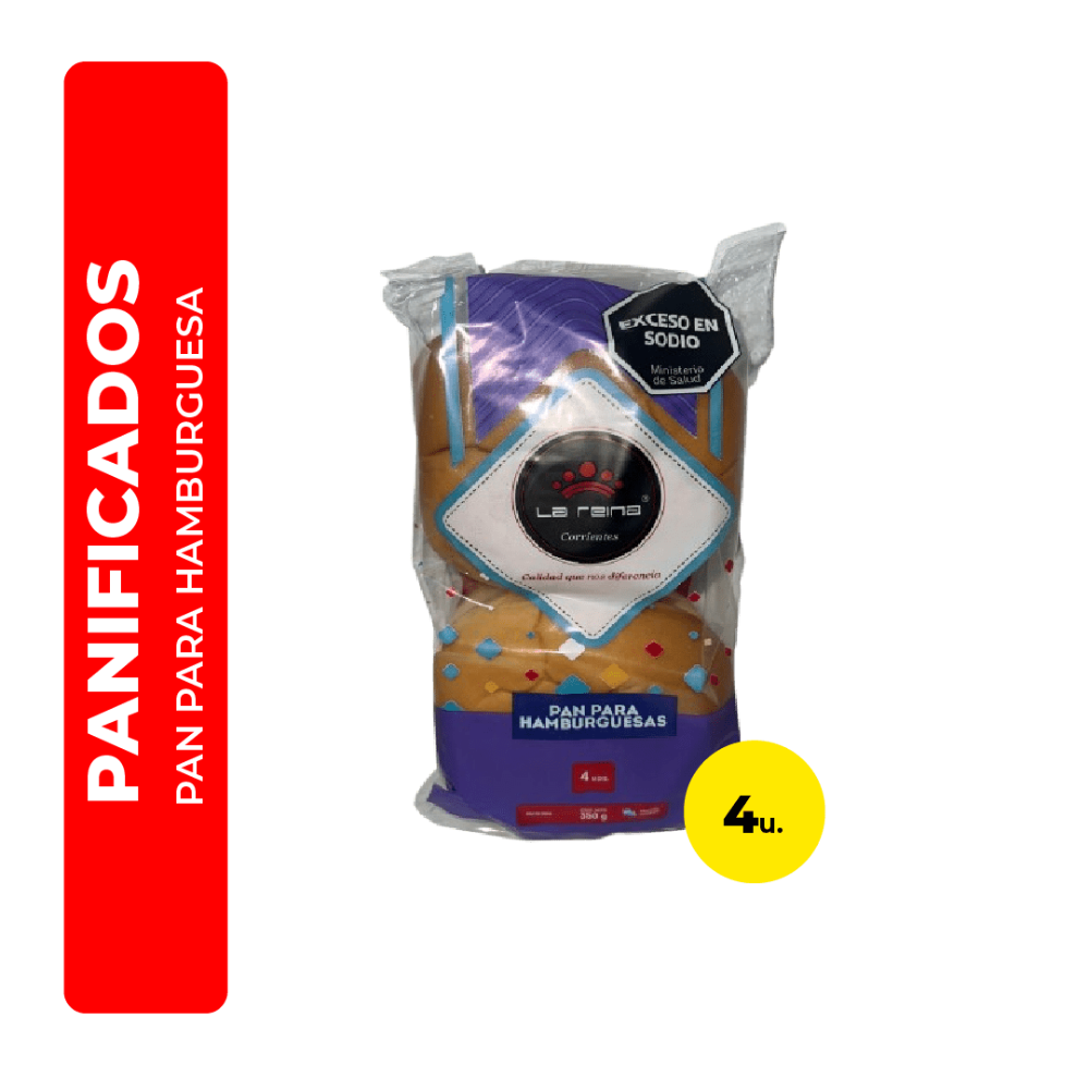 Pan De Hamburguesa X4 Cuadrado La Reina
