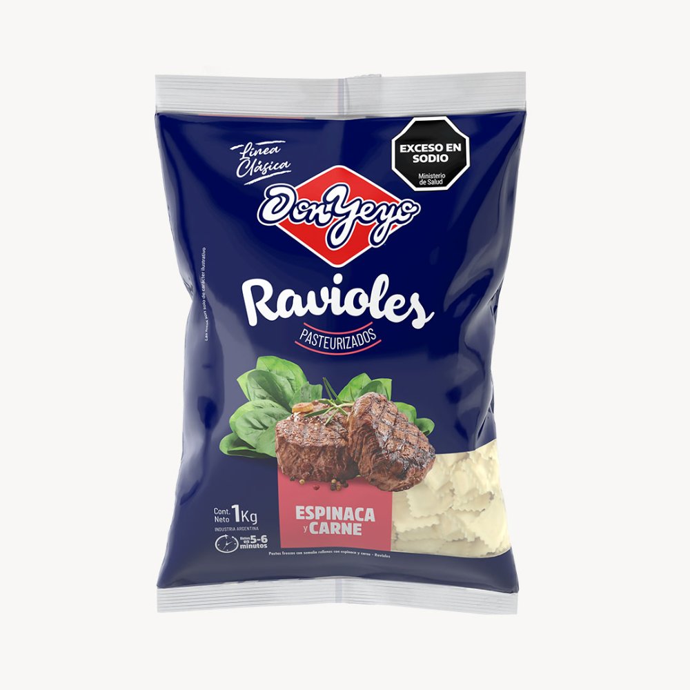 Ravioles Espinaca Y Carne 1 Kg Don Yeyo