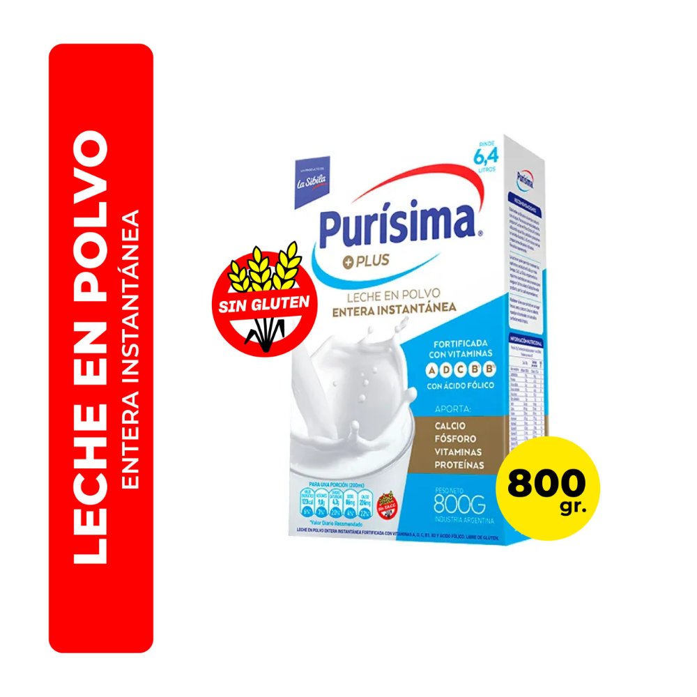 Leche En Polvo Purisima Entera  800Gr