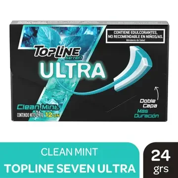 Chicles Topline Seven Ultra Clean Mint sabor Mentol x 24gr