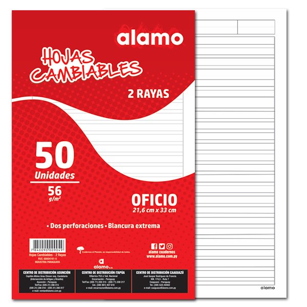 HOJAS DOBLE RAYA CAMBIABLES ALAMO - 50UNID