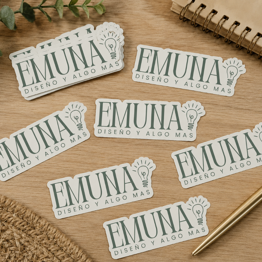 Stickers personalizados 8 cm x 50 - Vinilo Blanco Impermeable