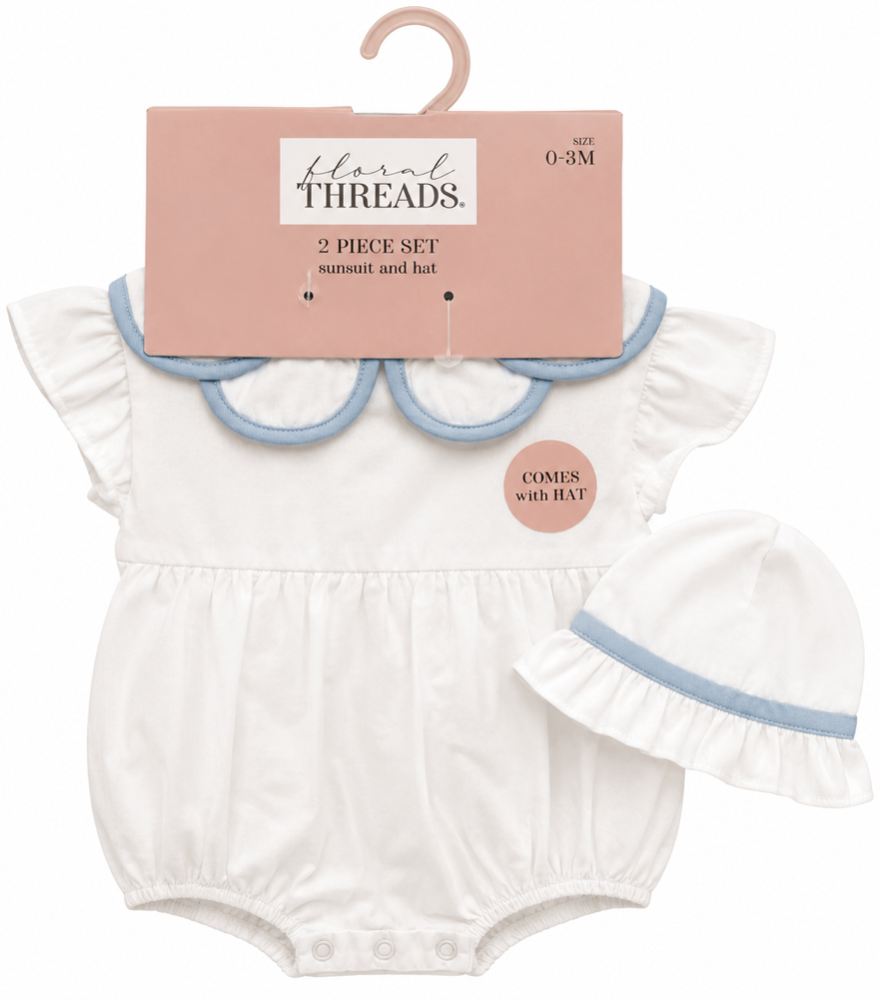 Body con pinzas y gorro 0-3 meses
