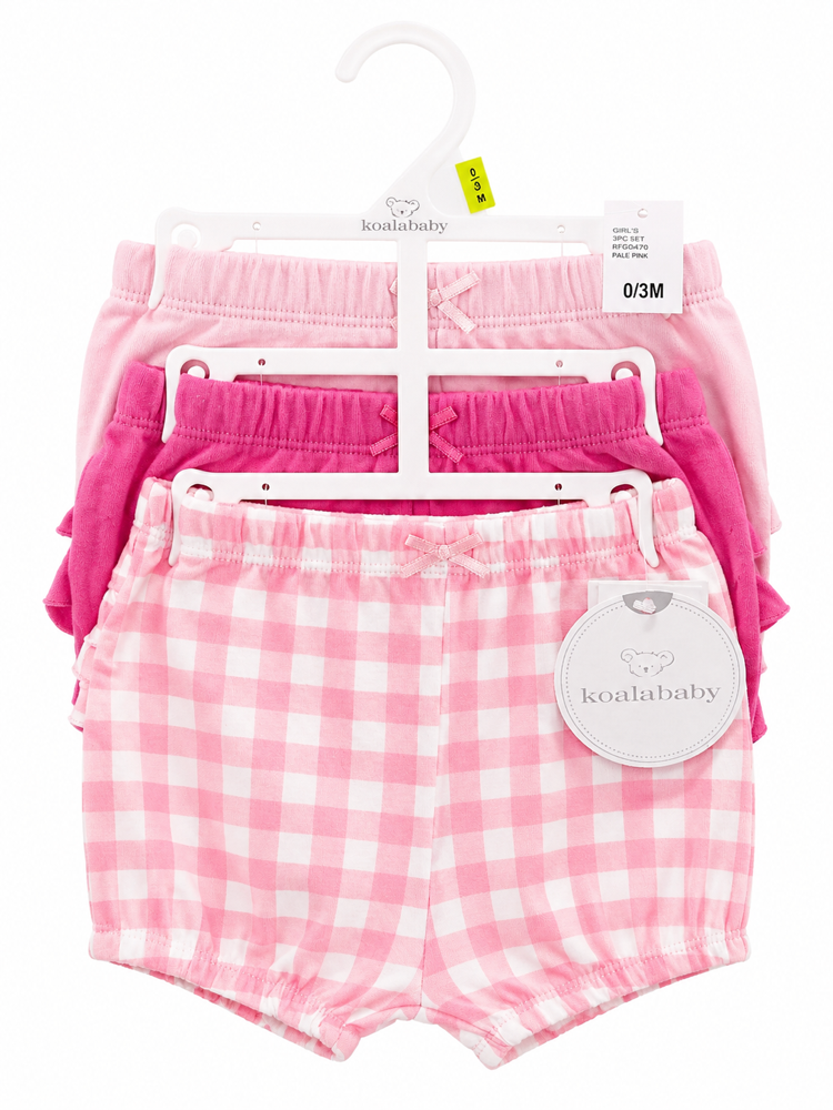 Juego de 3 short tonos rosa 0-3 meses