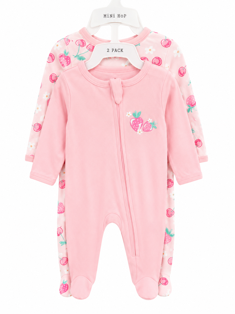 Set de 2 pijamas rosa con Cherry y fresa 9 meses