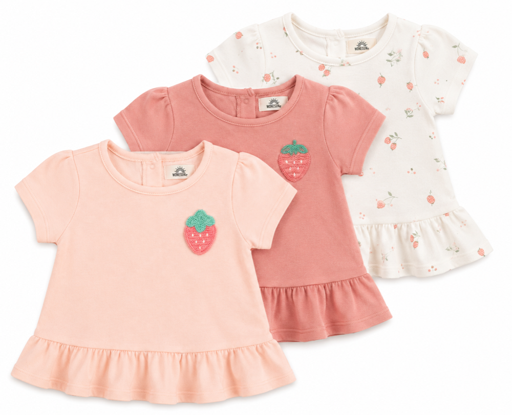 Set de 3 poloches tonos rosa 24 meses