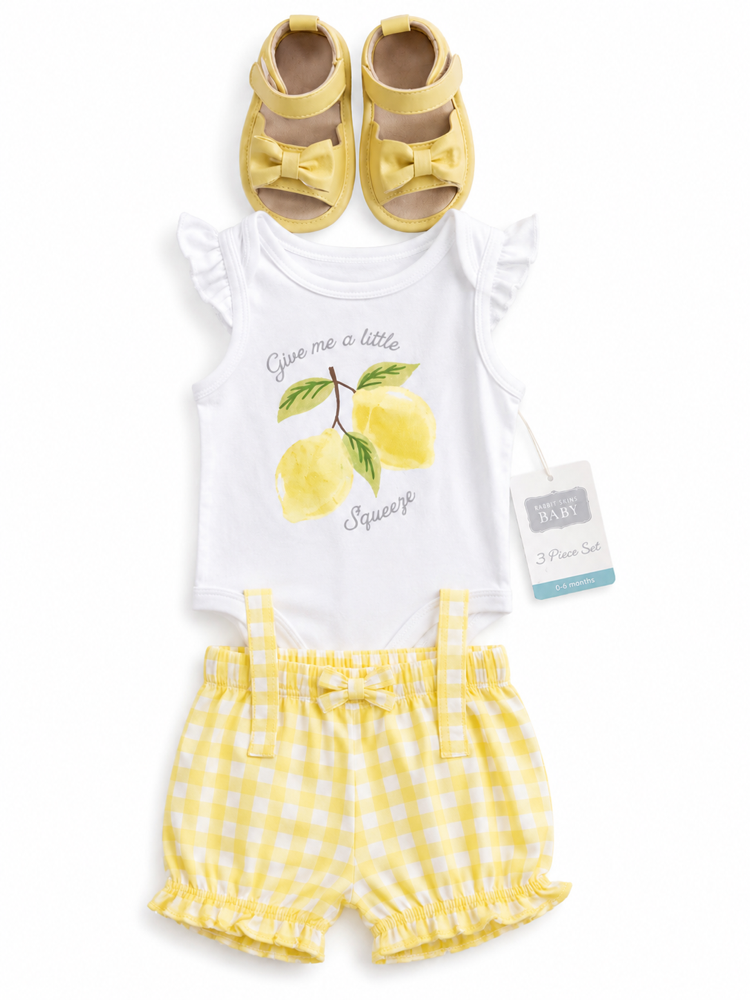 Set body,short y sandalias de limón