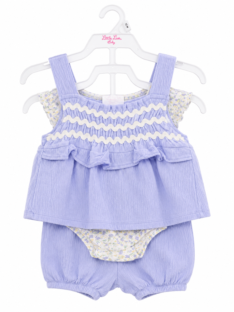 Set de 4 piezas tonos azules con flores 24 meses