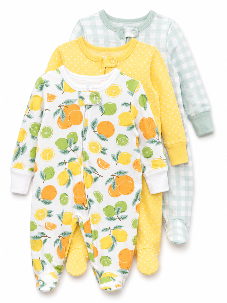 Set de 3 pijamas frutas y variadas 0-3 meses