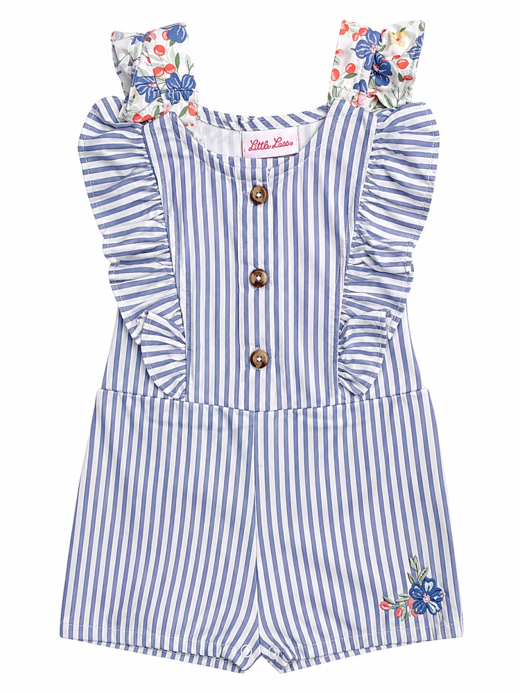 Set de 2 piezas jumpsuit rayas y flores 12meses