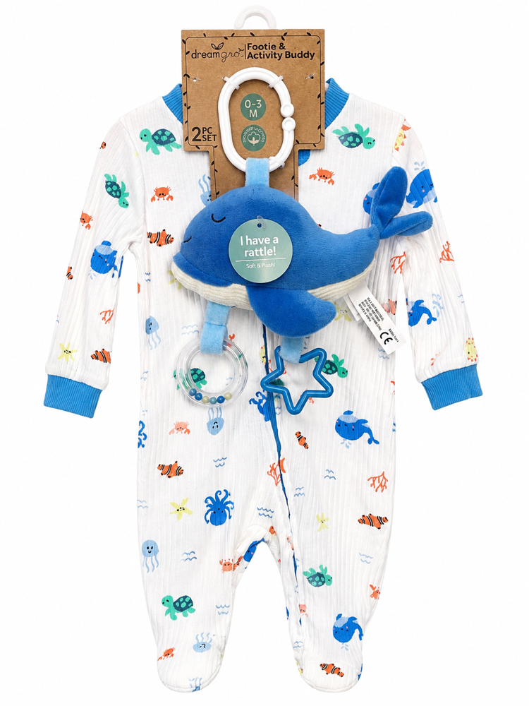 Pijama de ballena con sonajero 0-3 meses