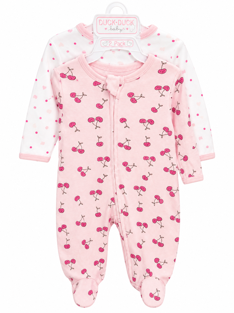 Set de 2 pijamas corazones y cherrys