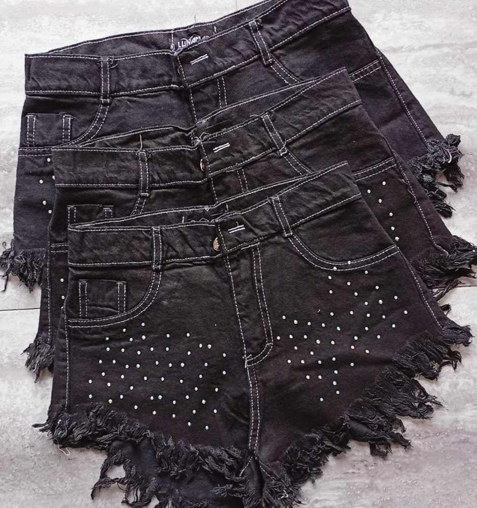 Shorts jean con brillo