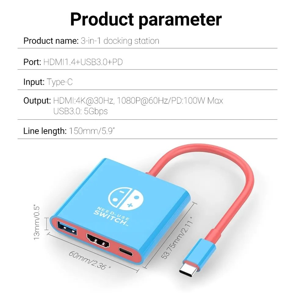 Hub USB-C 3 en 1 HDMI 8K USB 3.0 y USB-C