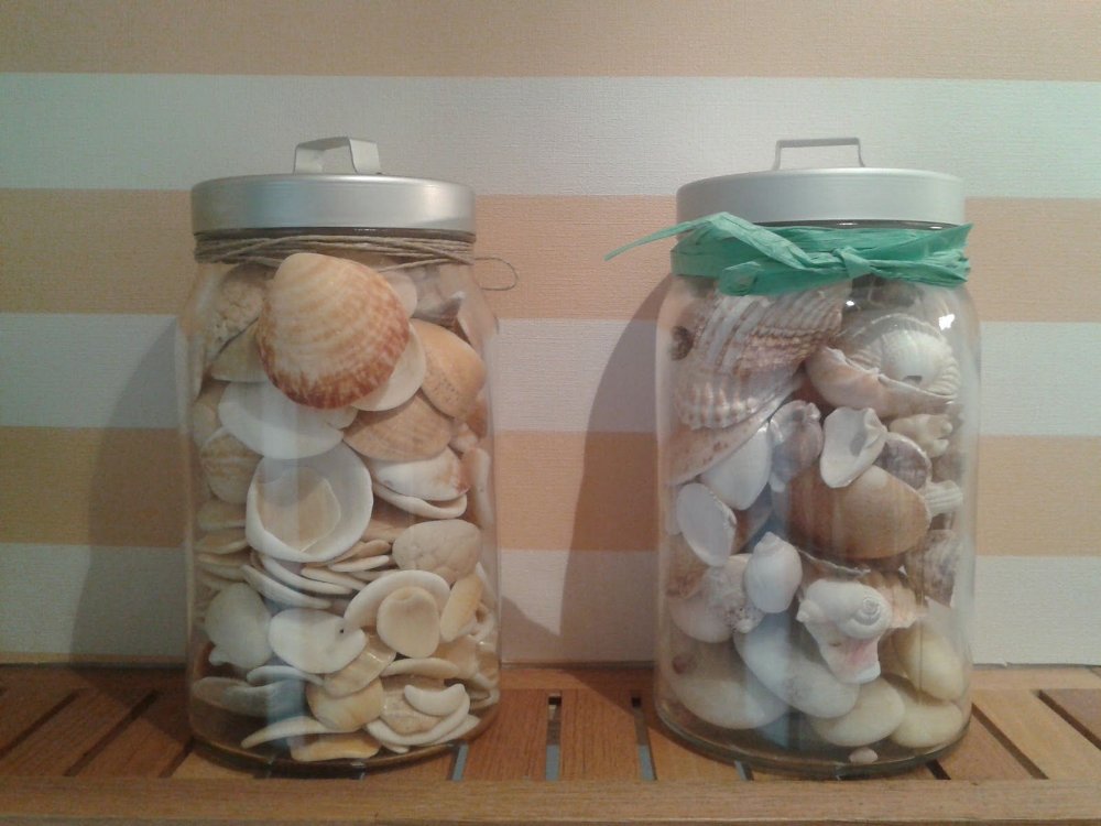 jarron decorativo de conchas