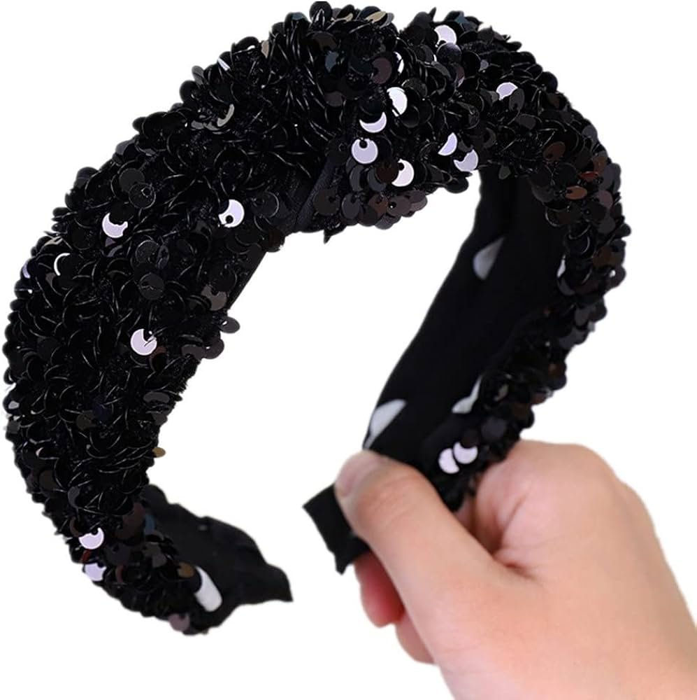 diadema negra con lentejuelas