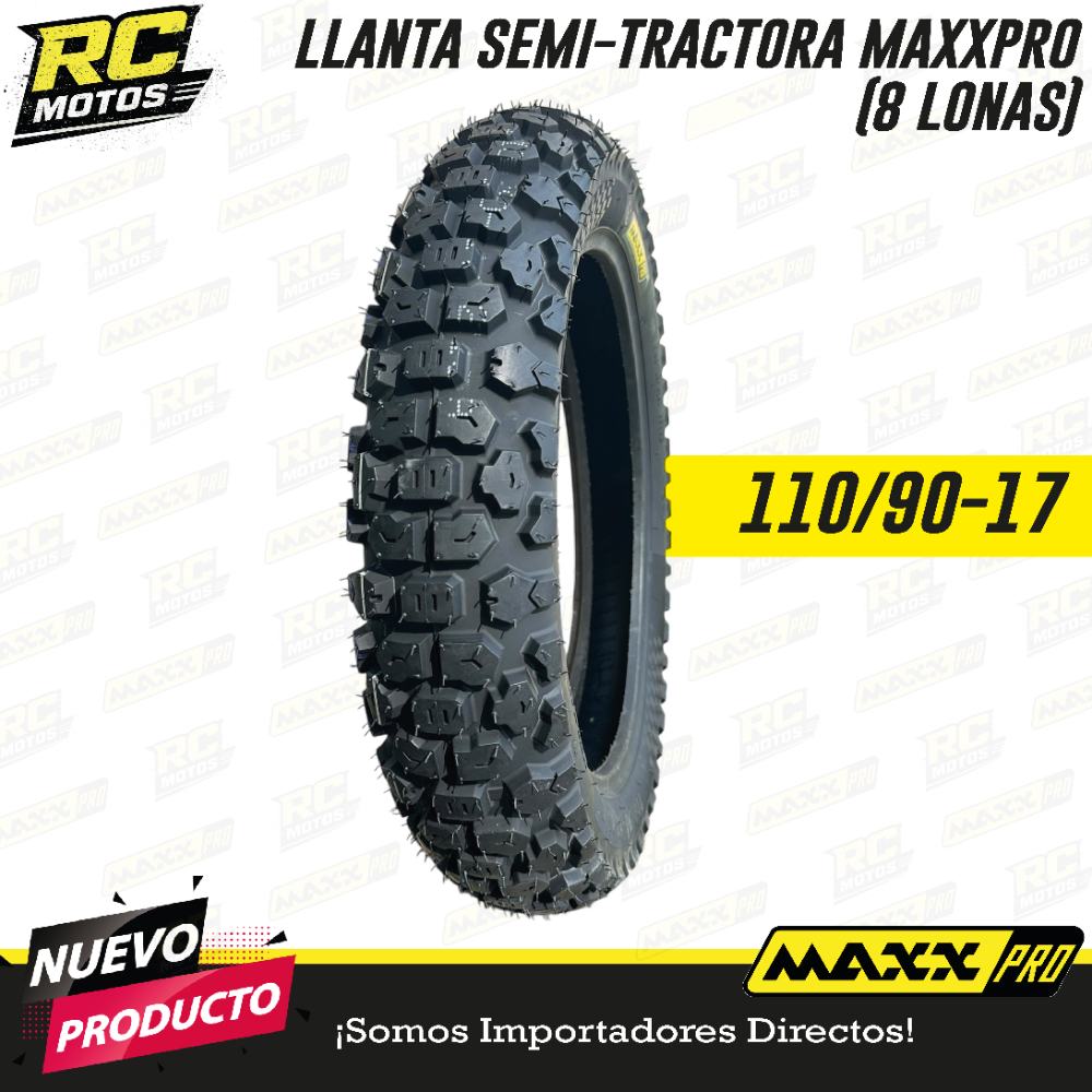 LLANTA 110/90-17 SEMITRACTORA (HUNTER) ROD/UB215A 8PR MAXXPRO