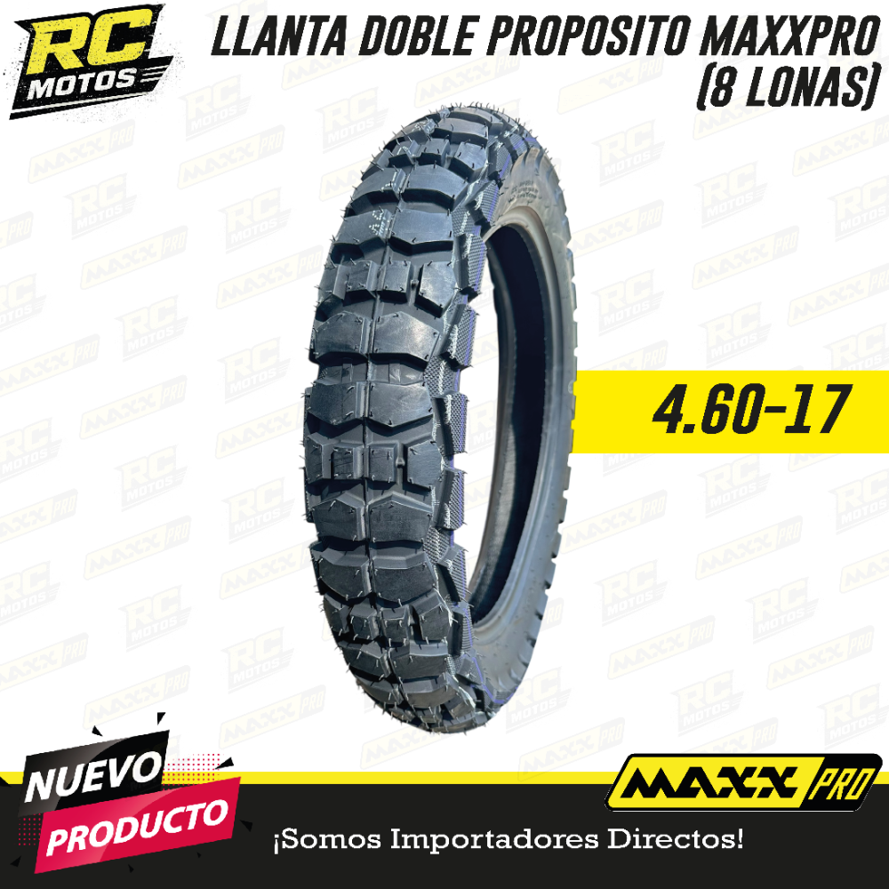 LLANTA 4.60-17 DOBLE PROPOSITO (ARMOR) ROD/UB835 8PR MAXXPRO