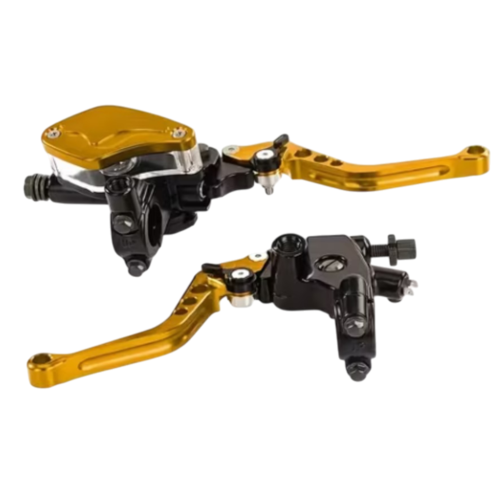 MANECILLAS DE LUJO RACING + BOMBA DE FRENO DORADO BUONI MAXXPRO