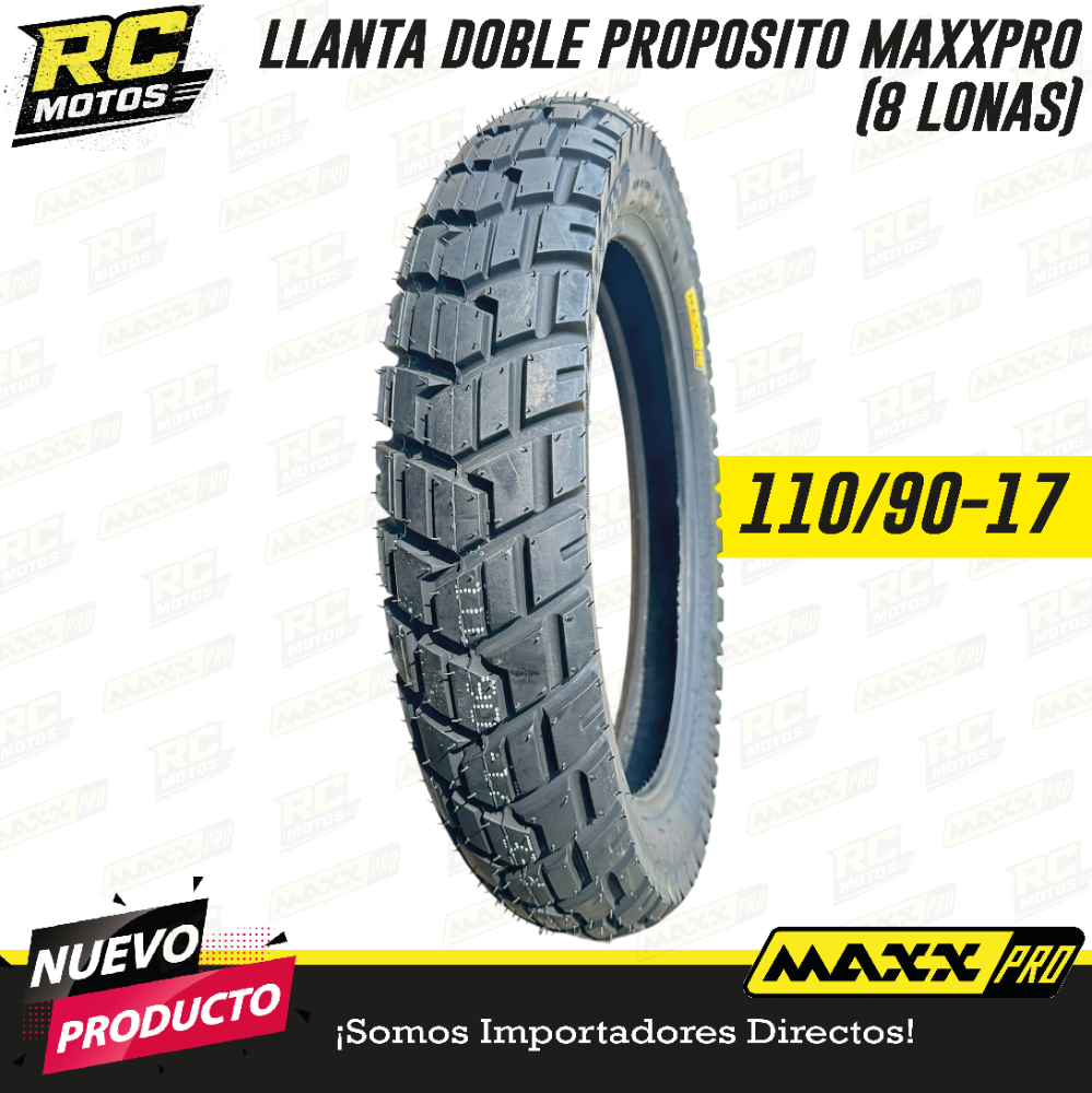 LLANTA 110/90-17 DOBLE PROPOSITO MONSTER 8PR MAXXPRO