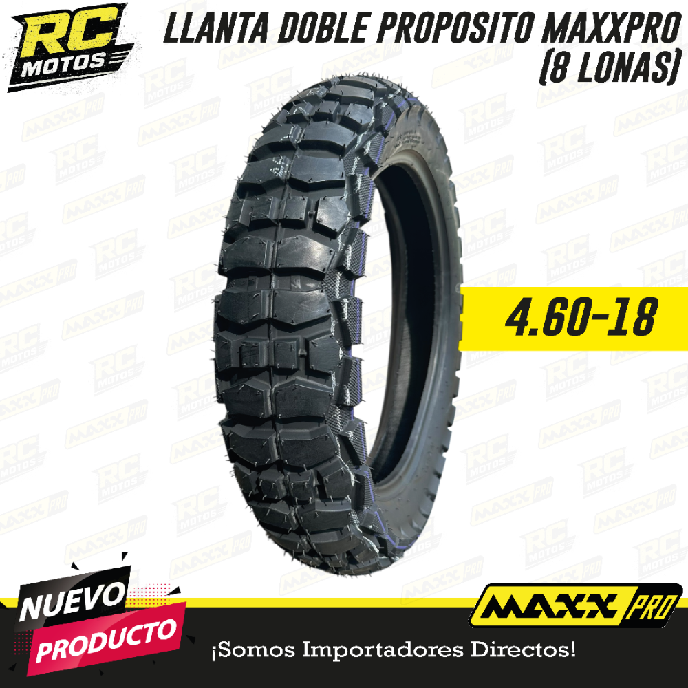 LLANTA 4.60-18 DOBLE PROPOSITO (ARMOR) ROD/UB835 8PR MAXXPRO
