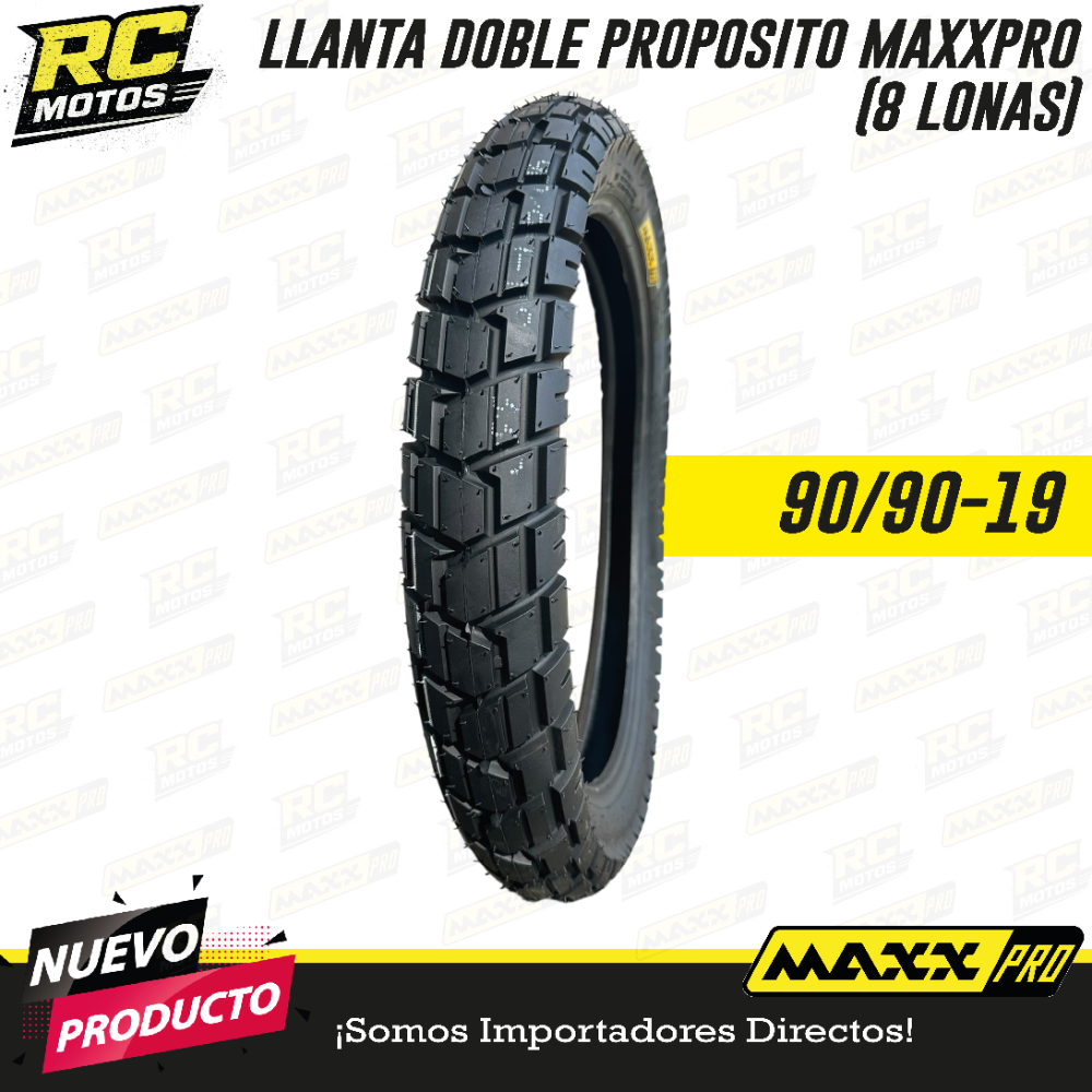 LLANTA 90/90-19 DOBLE PROPOSITO MONSTER 8PR MAXXPRO UB338