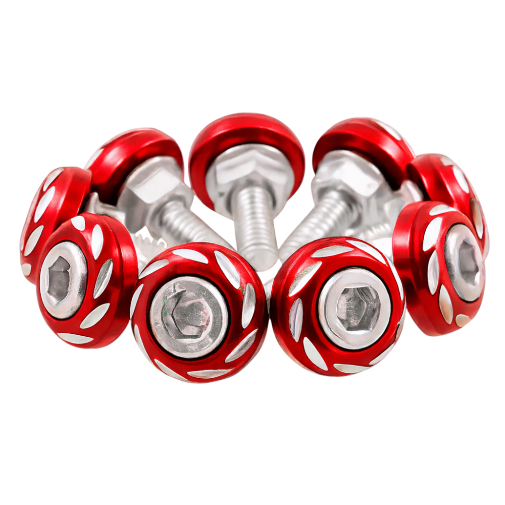 TORNILLOS DECORATIVOS PARA PLACA EN PAR ROJO BUONI MAXXPRO