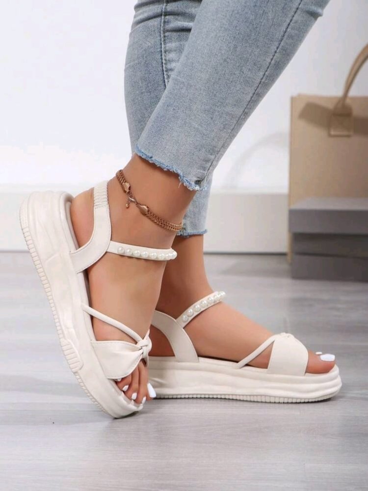 Sandalias Platform Pearl Bow talla 36