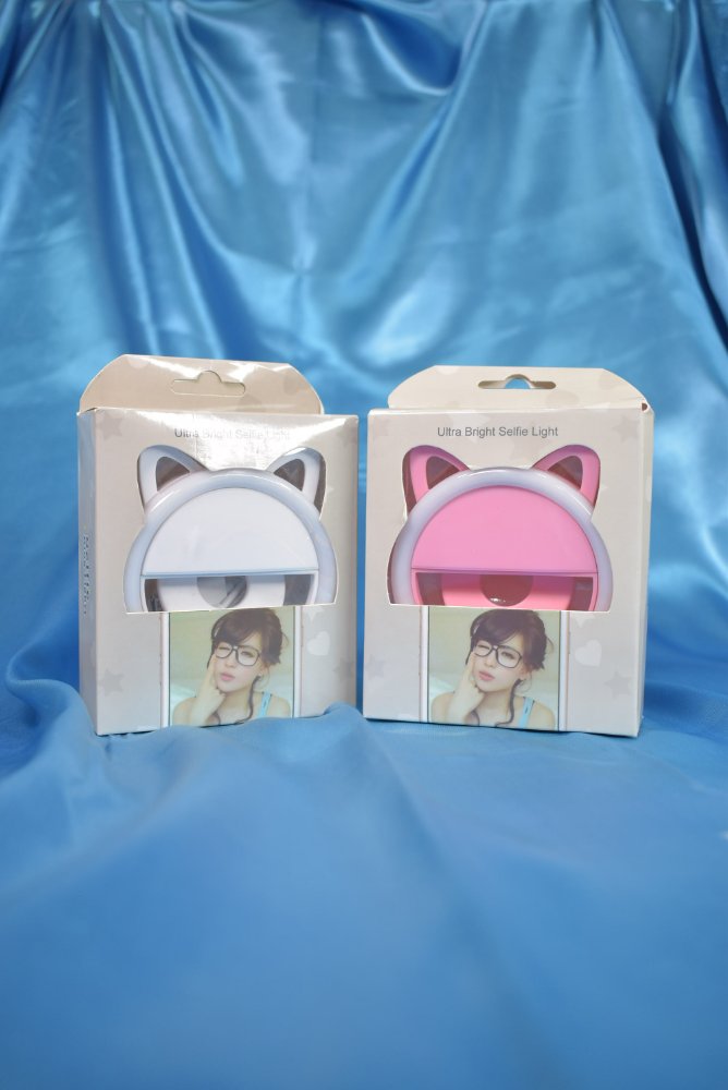 Aro de luz mini gatico blanco/rosado