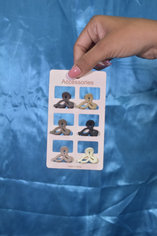 Ganchos minis lazos cafés x 6