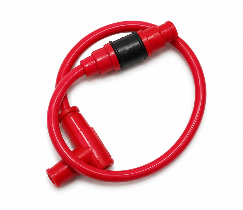 CAPUCHON DE BUJIA CON CABLE COLOR ROJO SPLIT FIRE 8MM