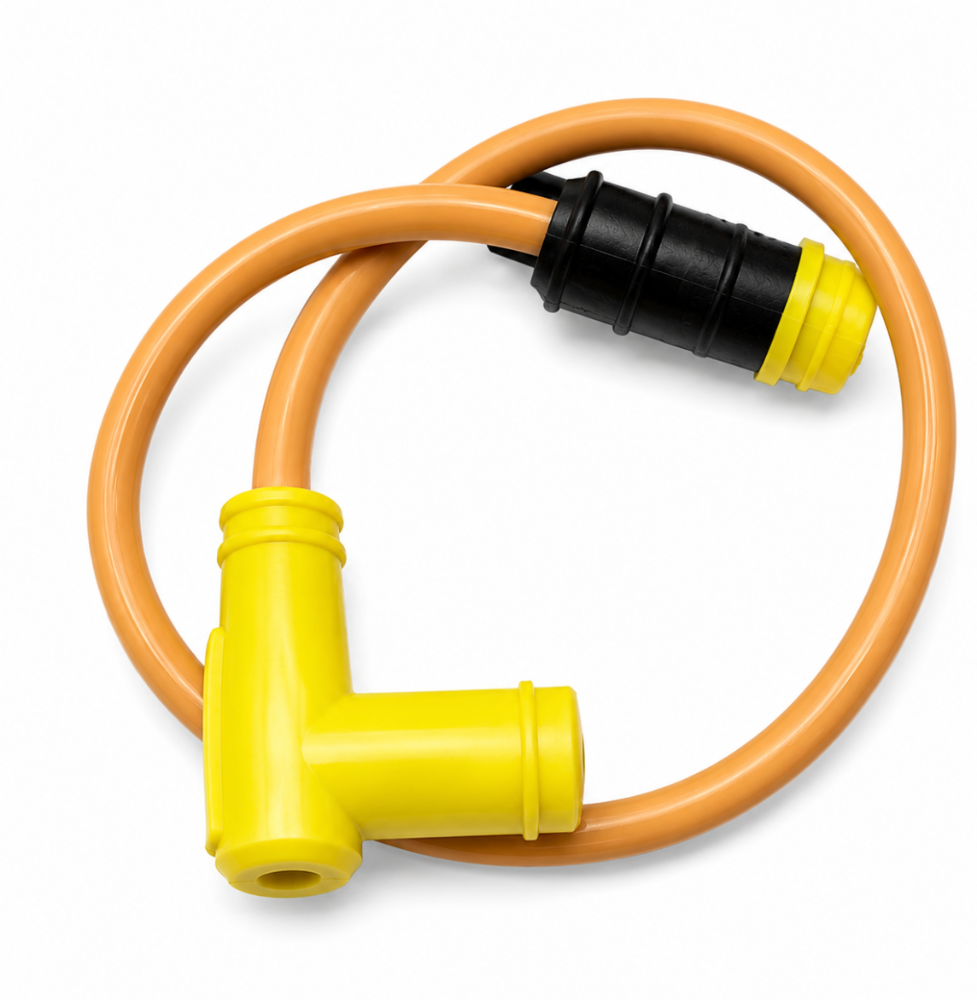 CAPUCHON DE BUJIA COMPLETO CON CABLE.. SPLIT FIRE 8MM COLOR AMARILLO